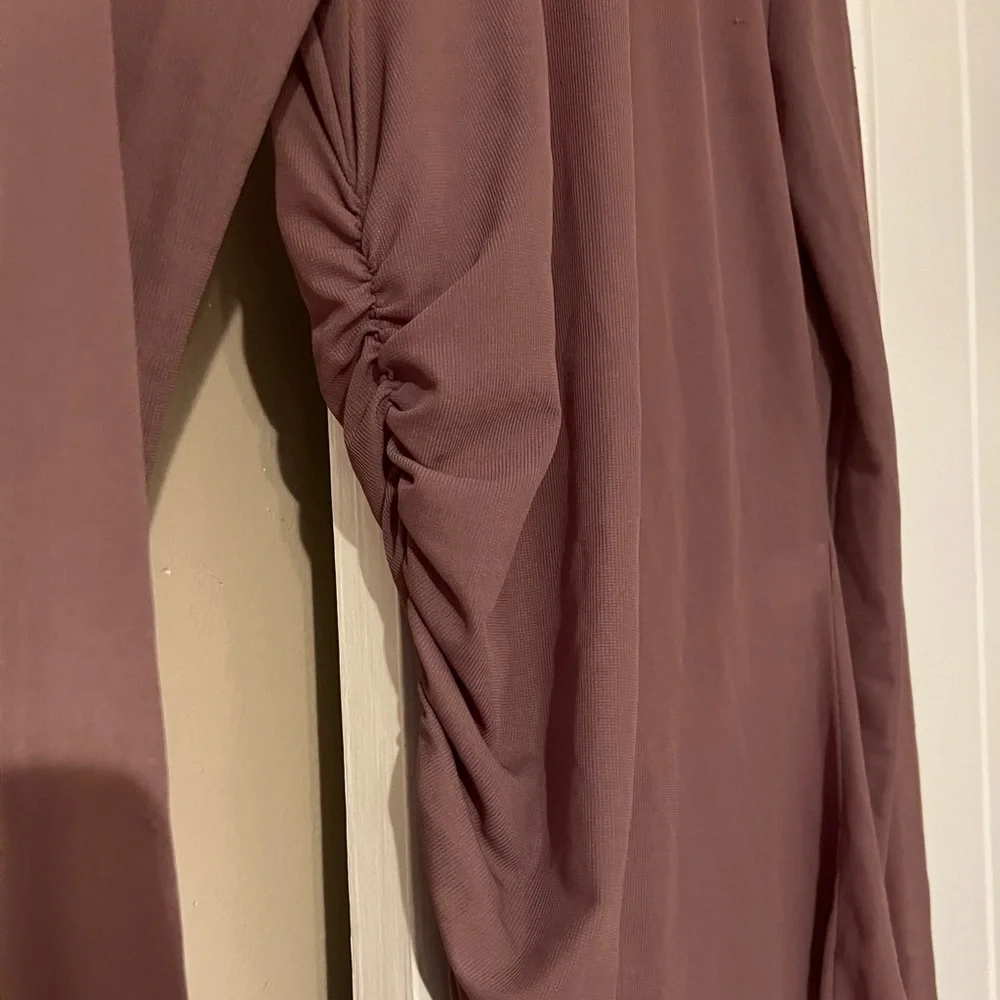 Mauve Zara mock neck layering sheer shirt. Small imperfection see pictures. - Picture 1 of 5